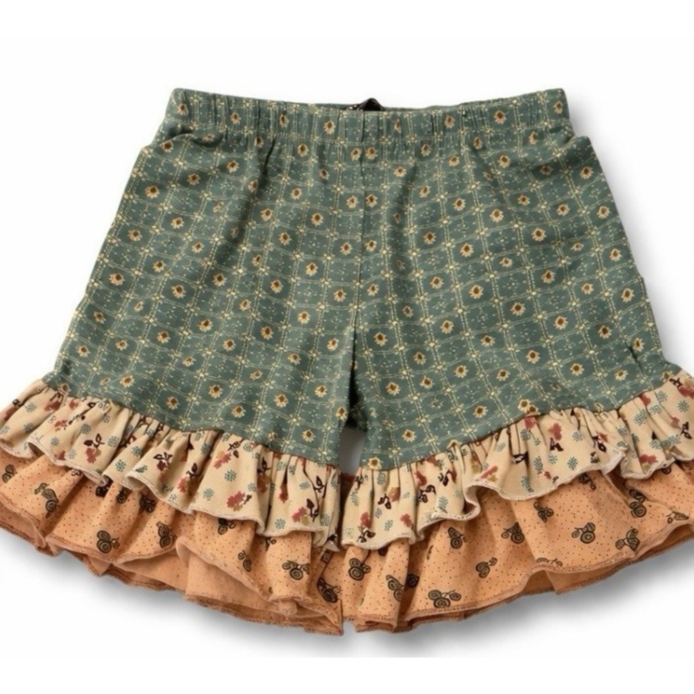 Mustard Pie Girls Ruffle Shorts Boho Floral Patchwork Elastic Waist‎ Boutique 7